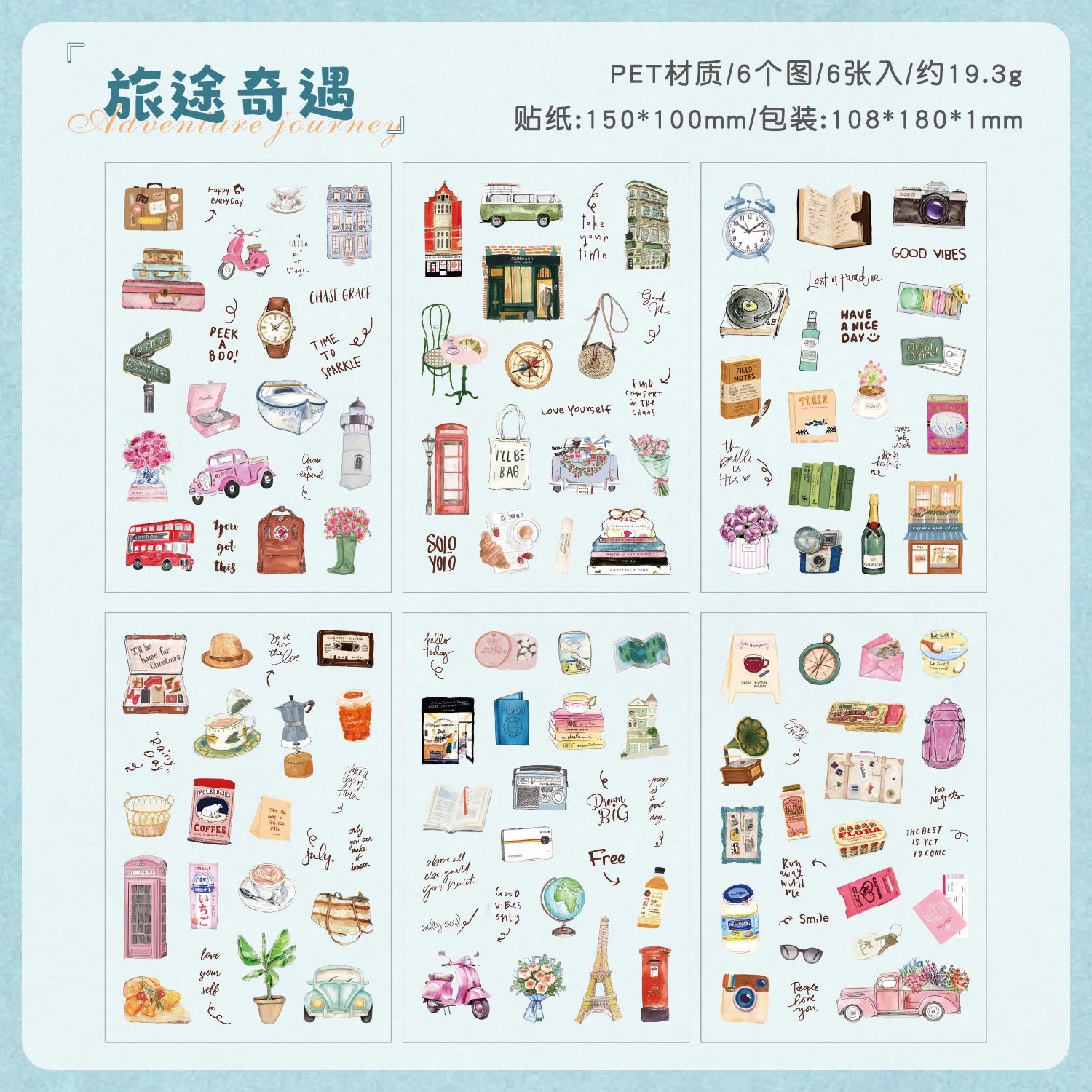 TIANZI 6 sheets Cute Magazine Scrapbooking Stickers Book DIY Junk Journal Material Decoration Album Diary Stationery supplies Qme E