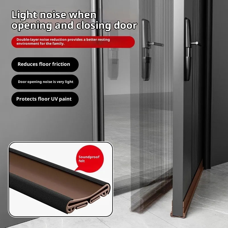 93cm PVC Door Bottom Seal Strip Silent Flexible Door Gap Weather Strip Washable and Wear-resistant Seal Strip with Under Brush Qme