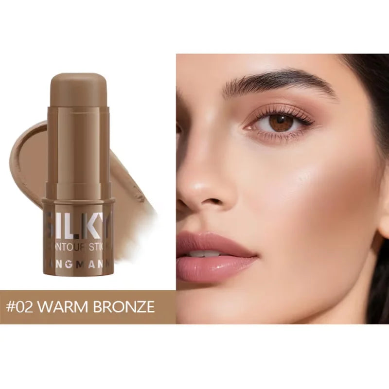 Tri-color Multi-functional Face Brightening Contour Stick Contouring Qme 02