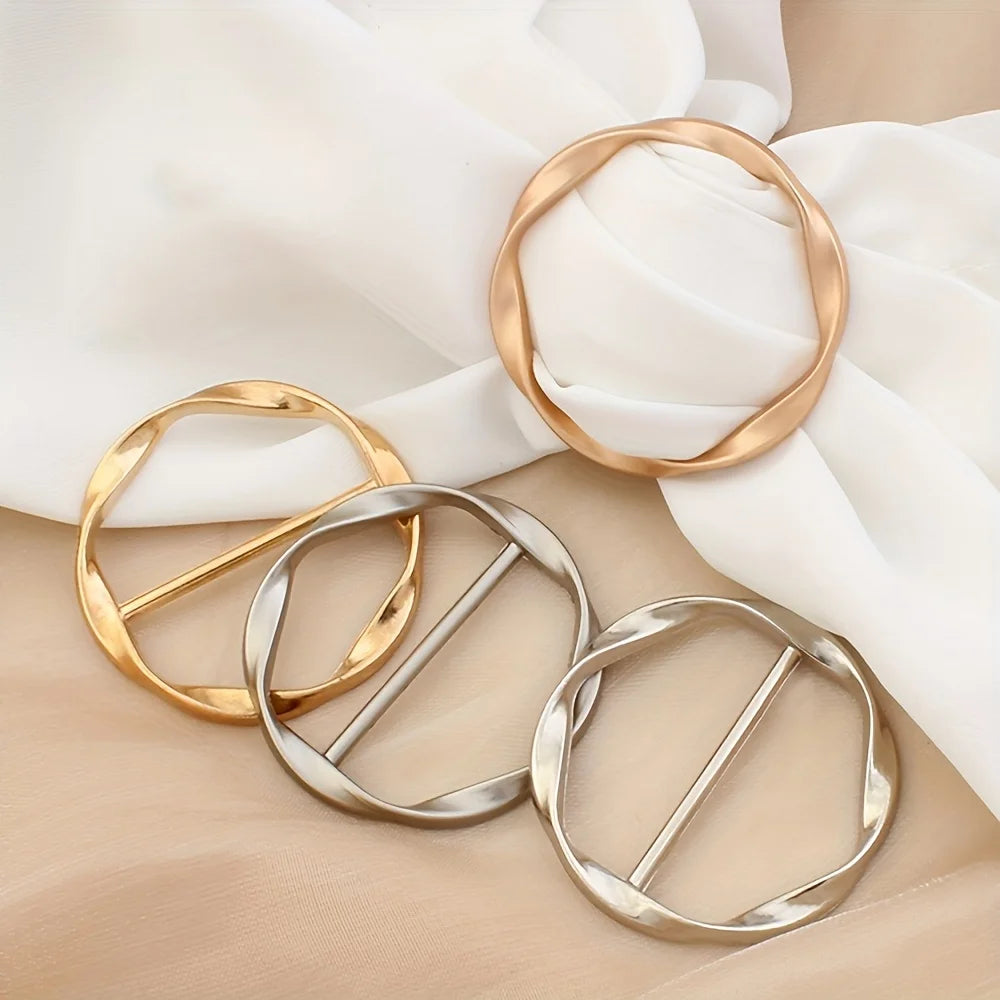 5PCS Scarf Clips Ring T Shirt Clip for Women Fashion Metal Circle Buckle Clothing Ring Wrap Holders Clothes Hat Belt Decor Qme