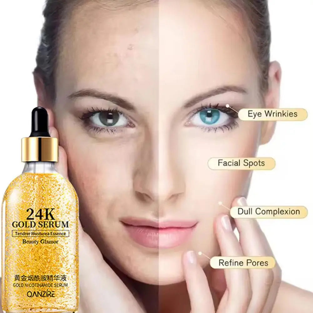 24K Gold Face Serum Moisturizer Day And Night Skin Care Nicotinamide Original Solution Hydrating And Moisturizing Facial Essence Qme