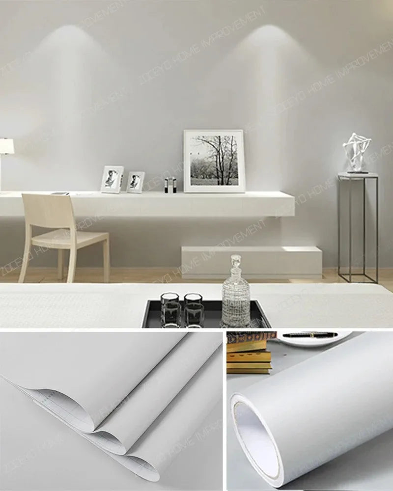 White Wood Grain Waterproof Wallpaper Self Adhesive Vinyl Contact Qme Matte Grey 2 5mx55cm(196inx21in)