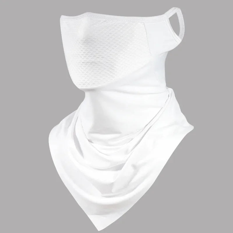 Summer Men Mask Full Face Bicycle Neckerchief Cycling Bandana UV Protection Mask Breathable Ice Silk Outdoor Hanging Ear Scarf Qme