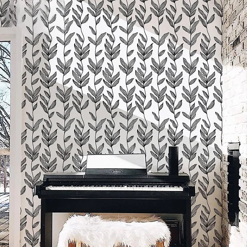 Green White Wallpaper Peel Stick Boho Contact Paper Cabinets Leaf Qme Black and White 1mx44cm