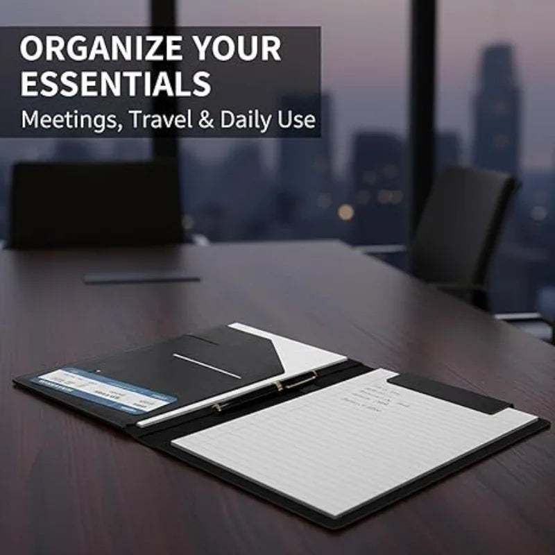 Faux Leather Interview Portfolio Folder Notepad Holder Business Card Qme