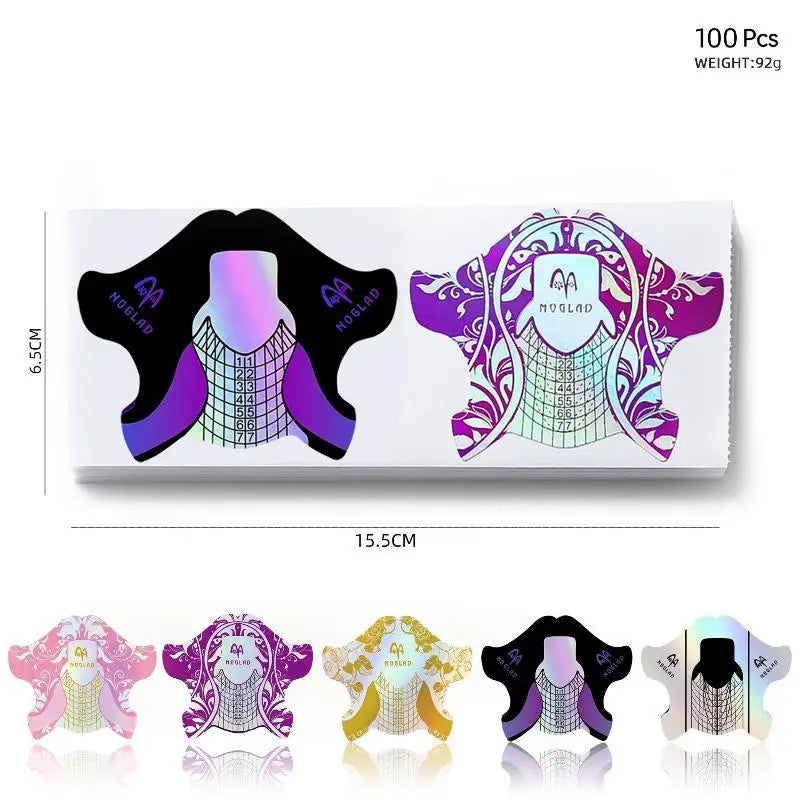 Nail Extension Stencil Forms 100 Universal Fit Self-adhesive Stickers Qme 100 pieces