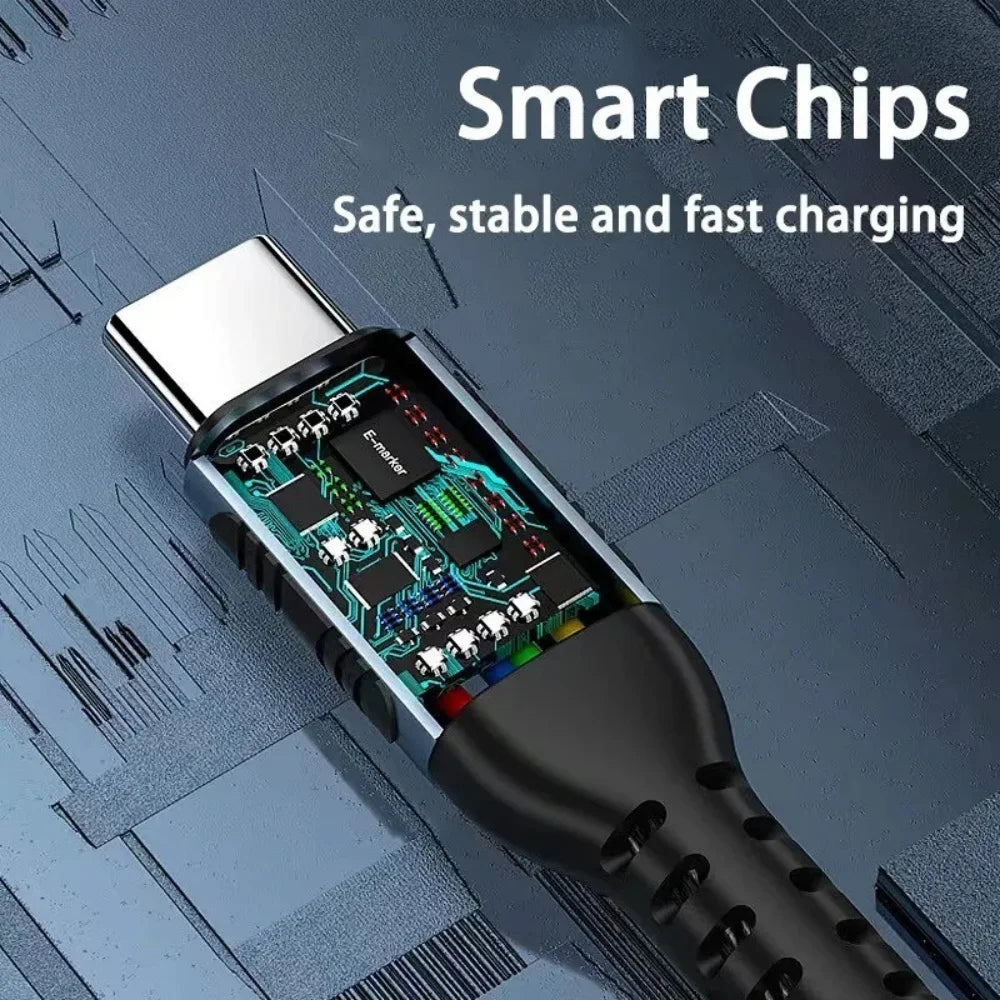 USB C to USB C 100W Cable PD 5A Fast Charging Nylon Braided Type C Cord for Samsung Xiaomi Huawei iPhone 15 Pro Max QC 3.0 Wires Qme