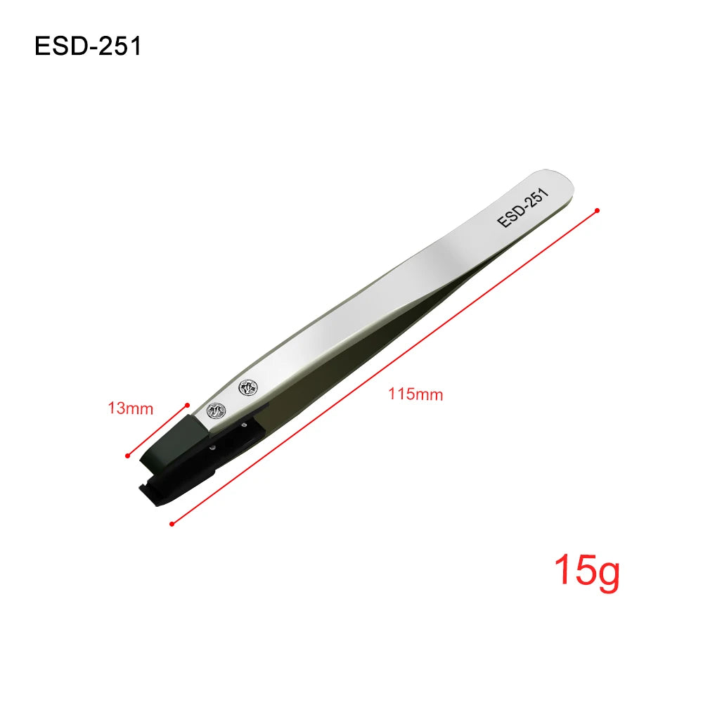Industrial Tweezers Electronics Anti-static Curved Straight Tip Qme Ceramic head 251