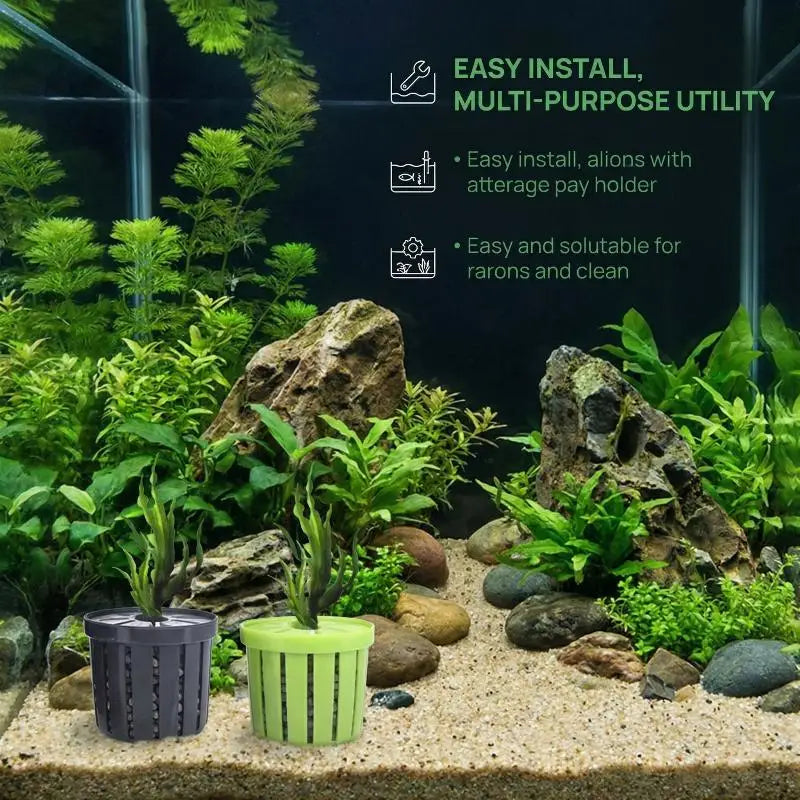 Pet Fish Tank Landscaping Basin Aquarium Planter Cups Stand Stable Qme