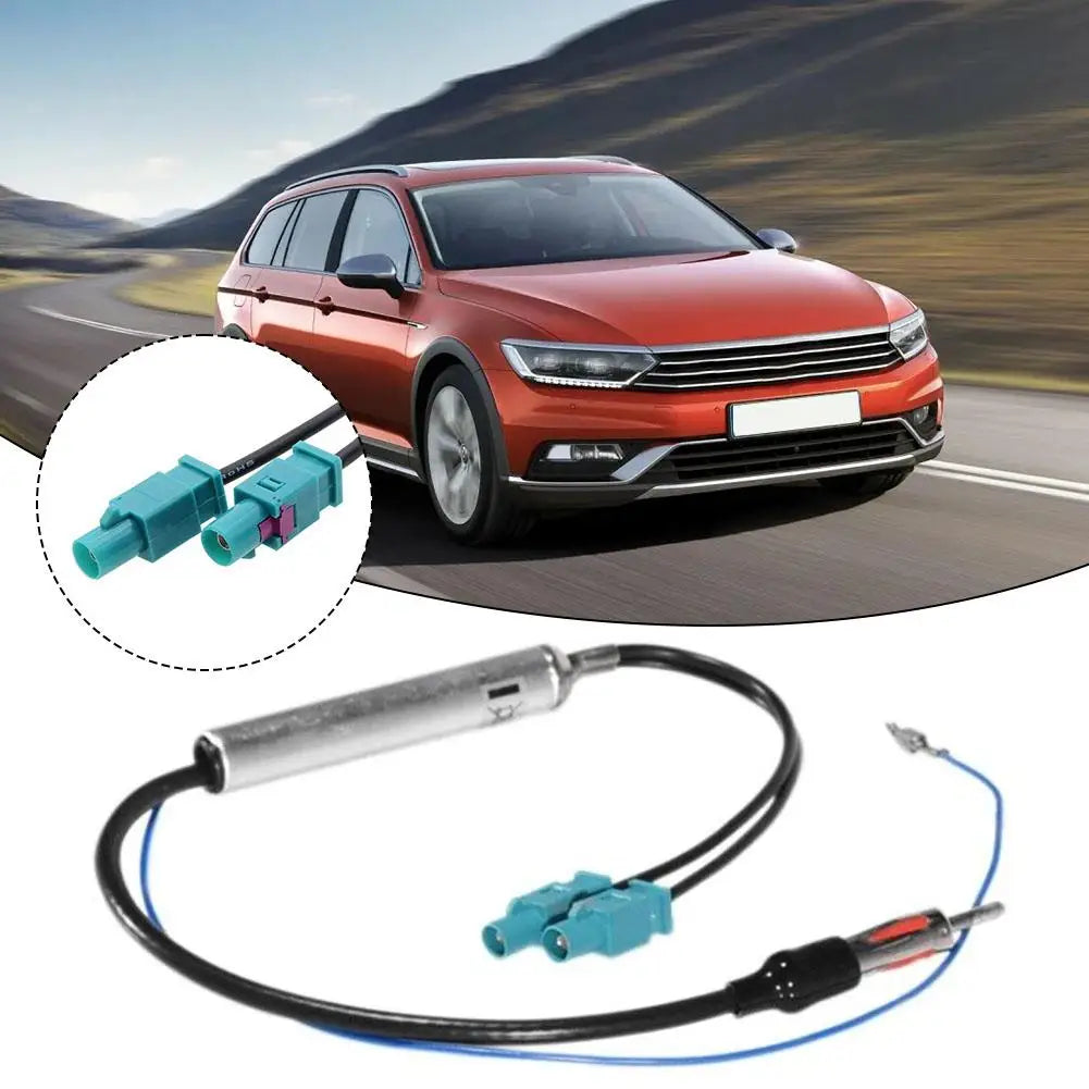 NEW FM Audio- Cable Dual Fakra-Din Aerial Antenna Adapter for VW Car Accessories Vehicle Radio Stereo Antenna with Amplifier Qme