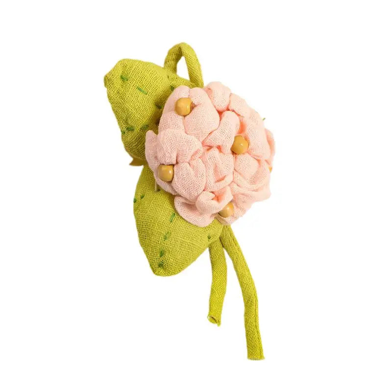 Cotton Linen Hydrangea Brooch Fabric Three-dimensional Flower Cute Qme Pink