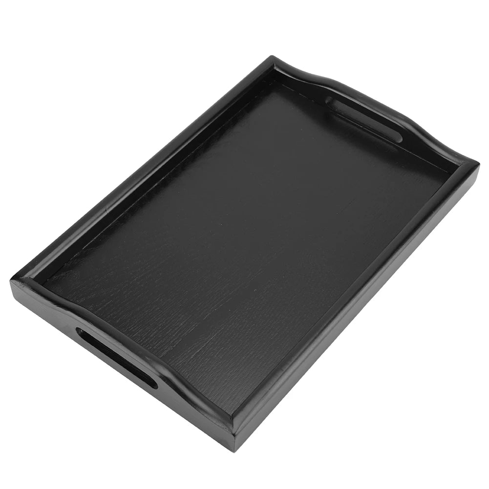 Wood Serving Tray Portable Rectangle Tea Coffee Snack Food Tray with Handles Binaural Wooden Serving Plate for Home Kitchen Qme