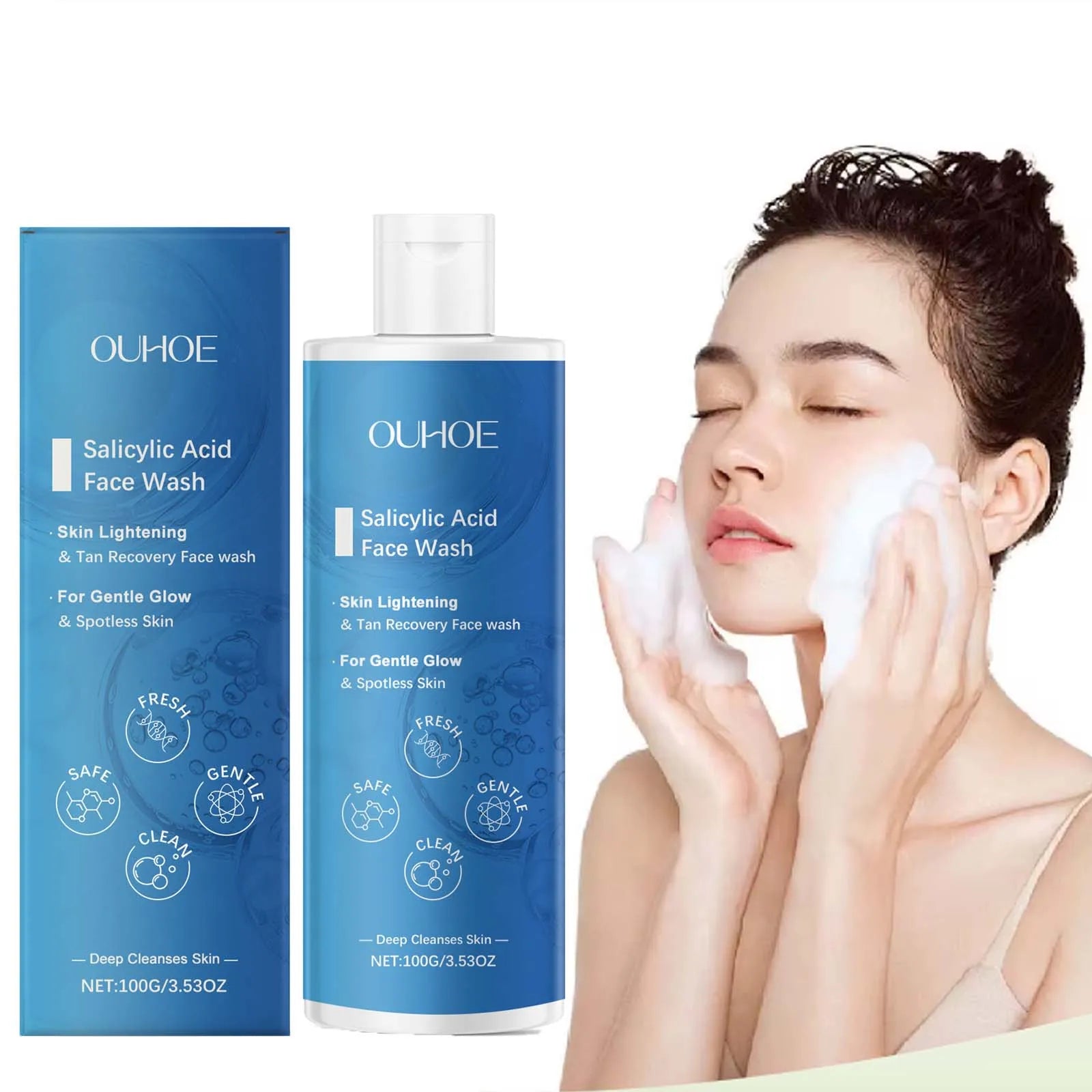Salicylic Acid Facial Cleanser Acne Treatment Moisturizing Oil Control Skincare Face Wash Cleansing Pore Hydrating Skin Care Qme