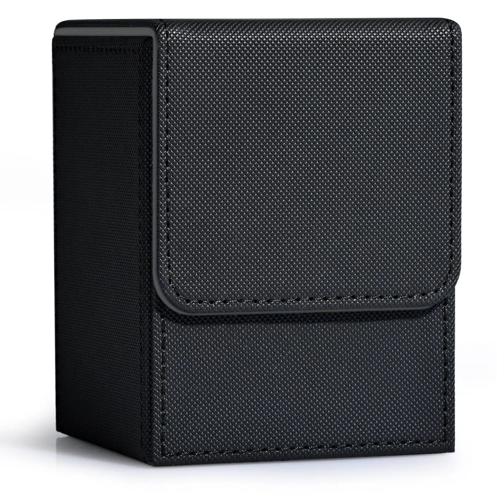 Card Fit For 100+Single Sleeved Cards With 2 Dividers, Leather Trading Commander Deck Box Compatible With Mtg Card Deck, Qme Black gray