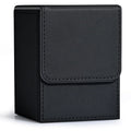 Card Fit For 100+Single Sleeved Cards With 2 Dividers, Leather Trading Commander Deck Box Compatible With Mtg Card Deck, Qme Black gray
