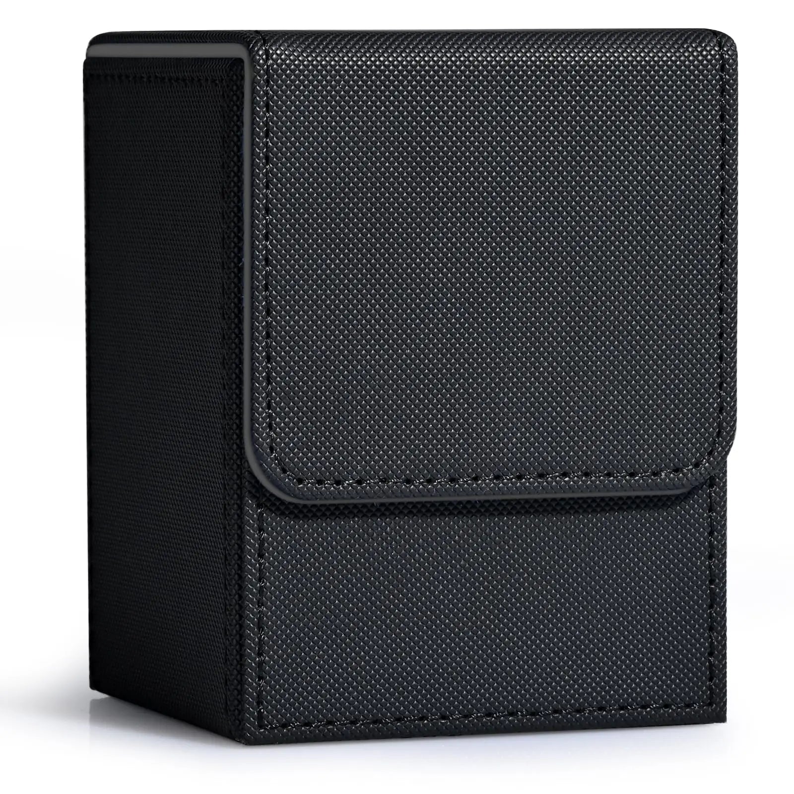Card Fit For 100+Single Sleeved Cards With 2 Dividers, Leather Trading Commander Deck Box Compatible With Mtg Card Deck, Qme Black gray