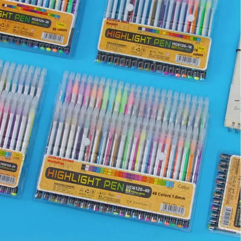 Glitter Gel Pen 6 12 18 Colors Bright Quick Dry Ink Student Qme