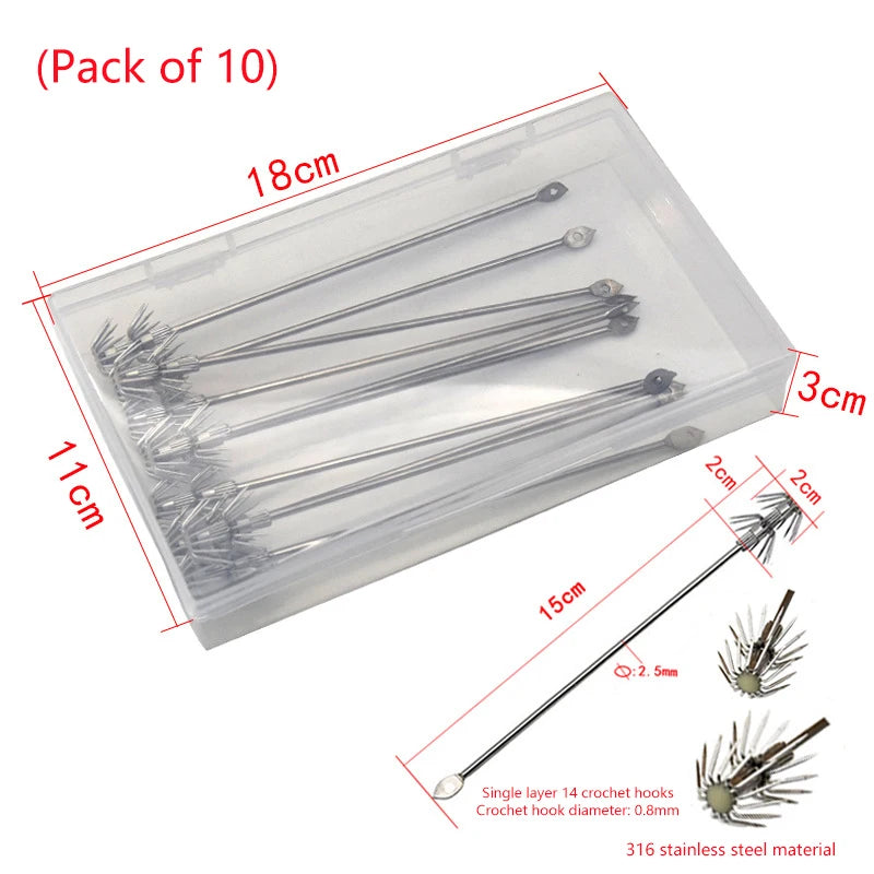 1 8 10 Box Umbrella Hooks Live Bait Squid Blow Tubes Octopus Qme silver-7