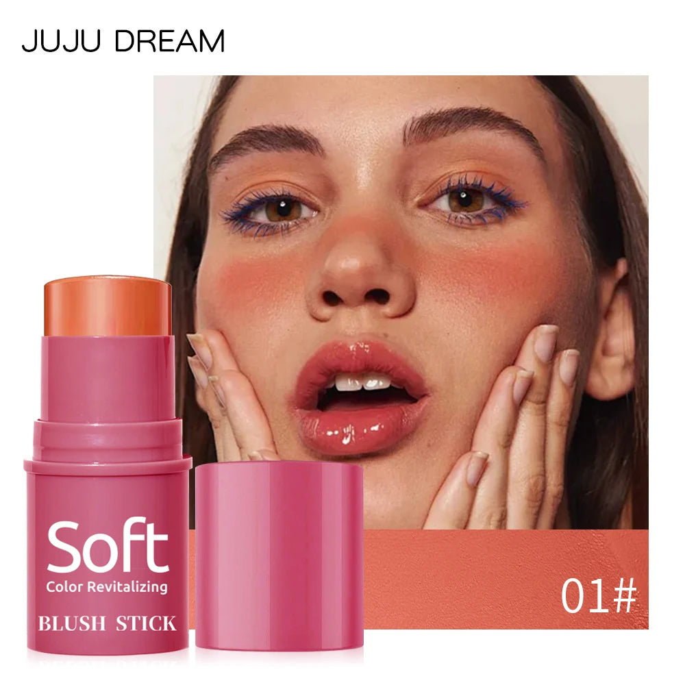 3 In 1 Multifunctional Blush Stick, Natural Matte Nude Makeup Brightening Skin Tone Makeup Stick, For Daily Face Makeup Qme 01