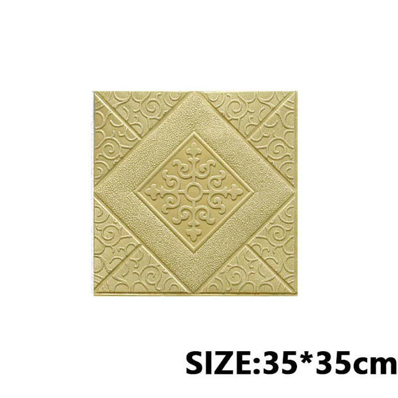 3D Self Adhesive Background Wallpaper Soft Foam Material Wall Sticker Waterproof Moisture Proof for Living Room Decoration Qme yellow 35x35cm-30pcs
