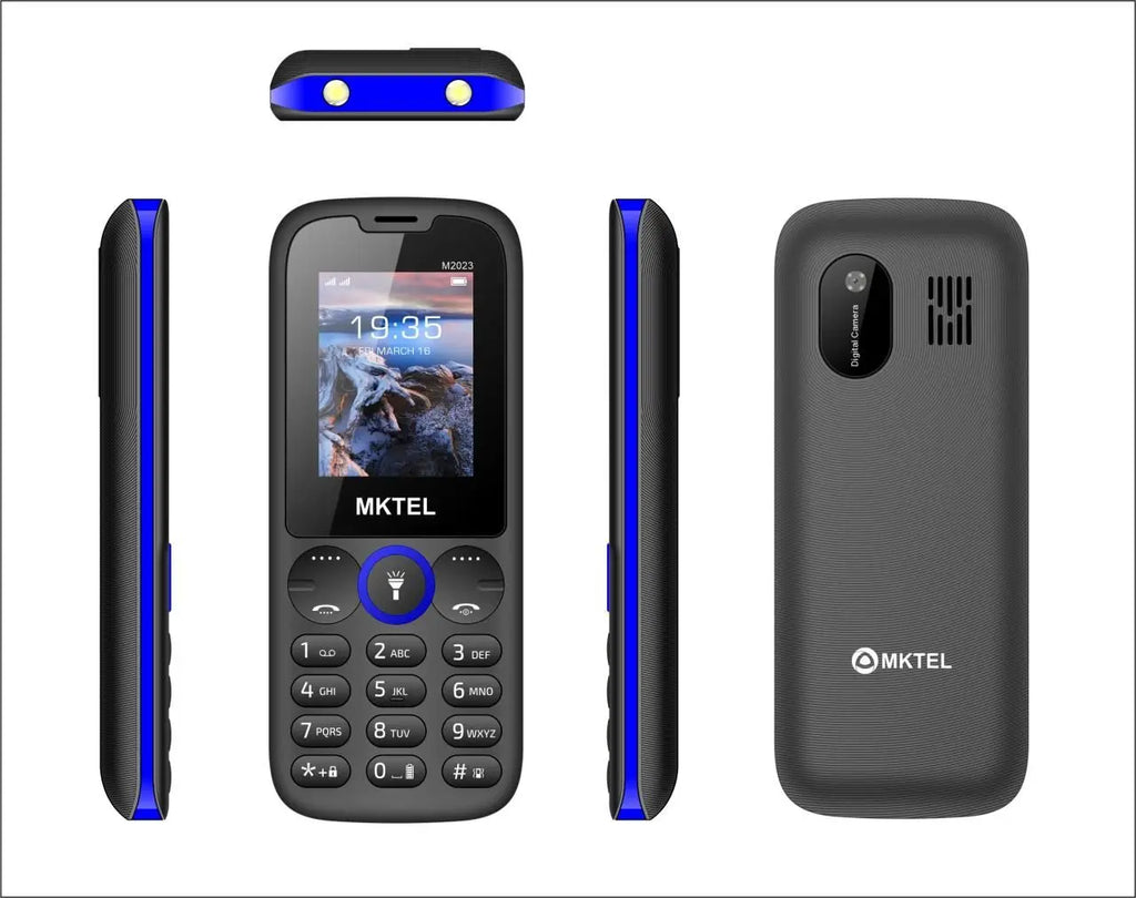 MKTEL M2023 Feature Phone with 1.77inch Display 800mAh Battery Dual SIM FM Radio Flashlight 0.08Mega Camera Senior Phone Qme black