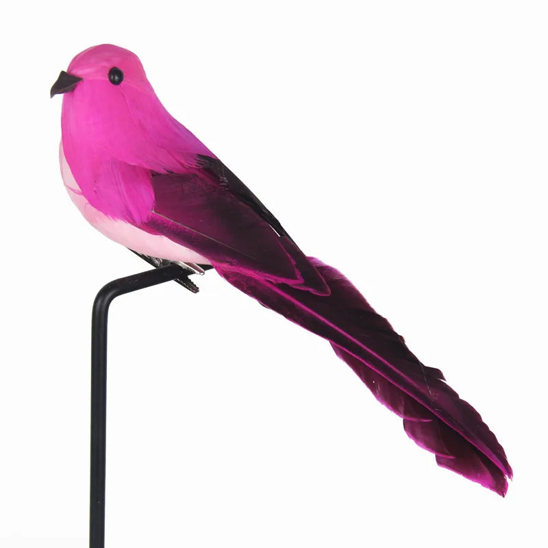 Creative Foam Feather Artificial Parrot Imitation Bird Model Home Qme Fuchsia