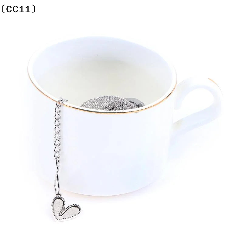 Stainless Steel Tea Infuser Butterfly Bee Heart Plant Chain Filter Qme