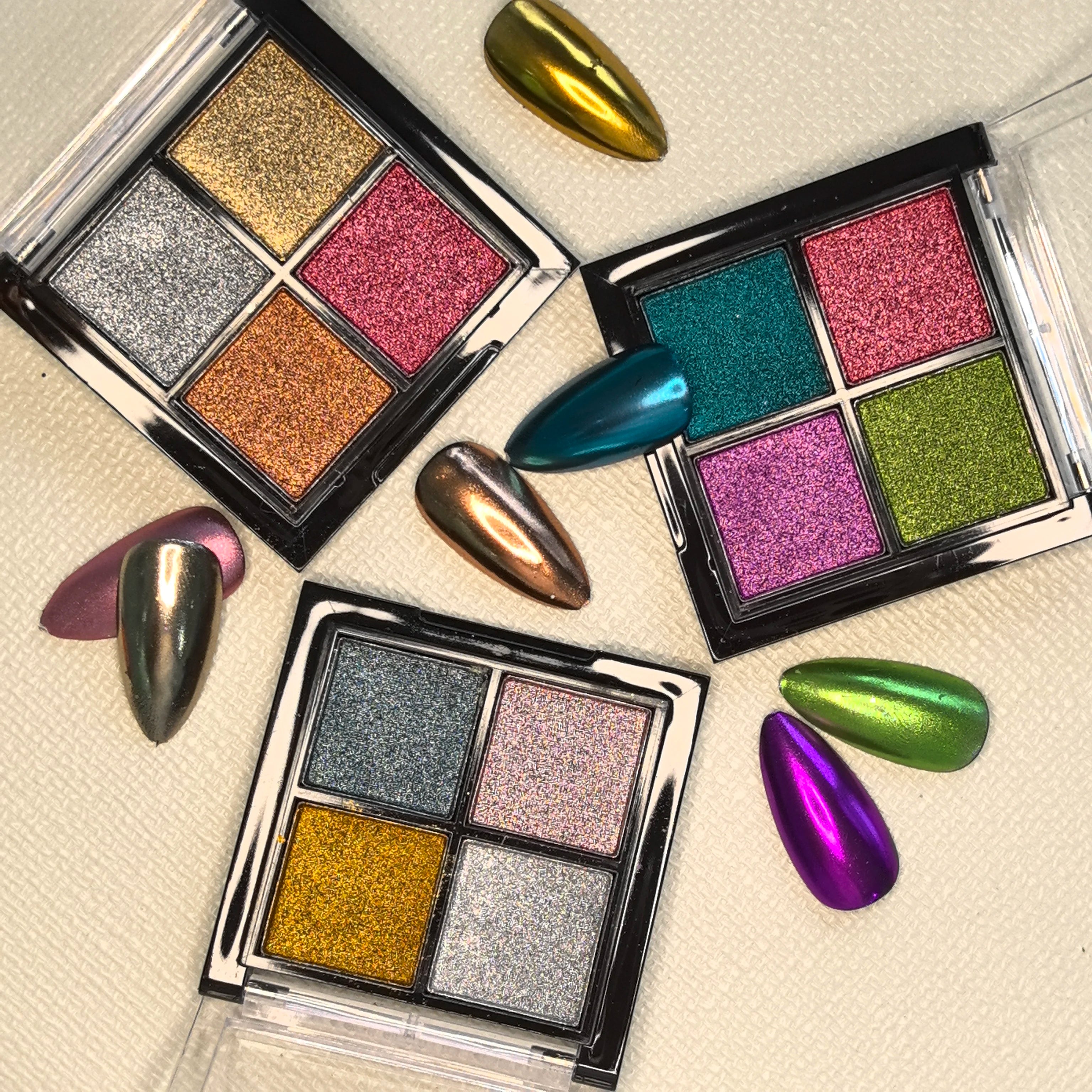 4 Colors Solid Chrome Nail Powder Autumn Winter Brown Luxury Glitter Qme