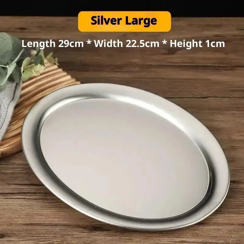 Stainless Steel Oval Fish Plates Household Food Dinner Steamed Qme L