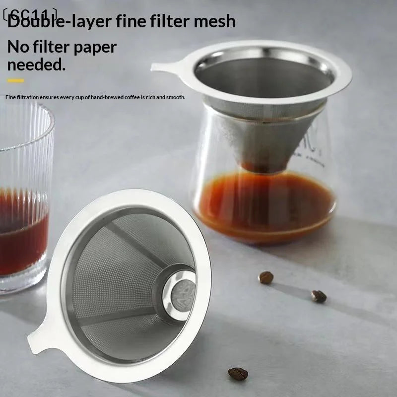Reusable Stainless Steel Pour Over Coffee Filter Paperless Fine Mesh Qme