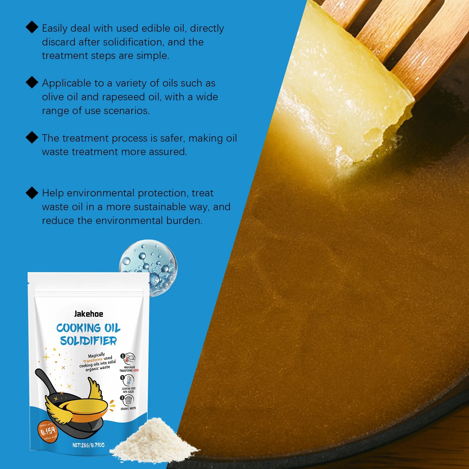 Edible Oil Coagulant Quickly Solidify Waste Oil Wide Application Environmental Friendly Kitchen Waste Oil Solidification Powder Qme