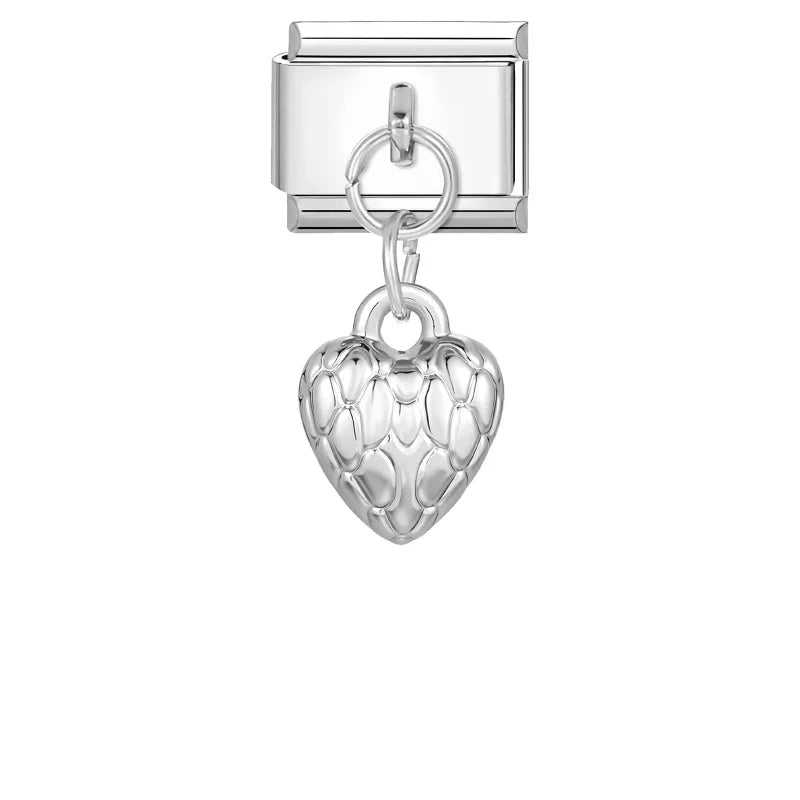Colored Crystal Turtle Moon Heart Italian Charm Stainless Steel Link
