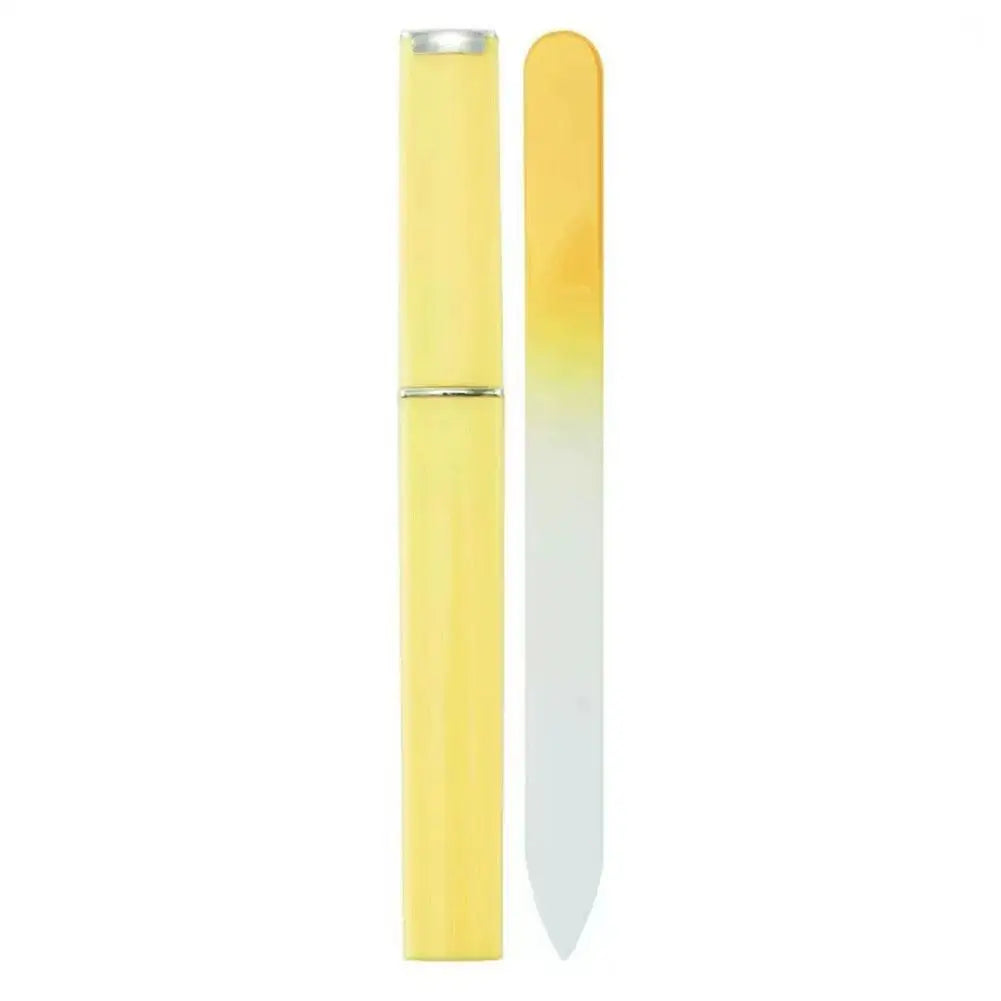 Glass Nail Files Natural Nails Double Side Polish Crystal Fingernail Qme yellow