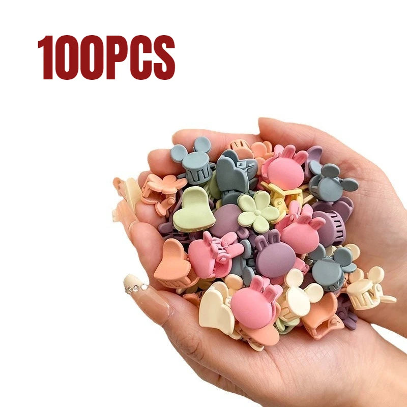 100/50/20 Sets of Mini Hair Clips, Cute Plastic Flower-shaped Hair Accessories, Pure Color Braids, Suitable for Teenagers, Girl Qme 100PCS