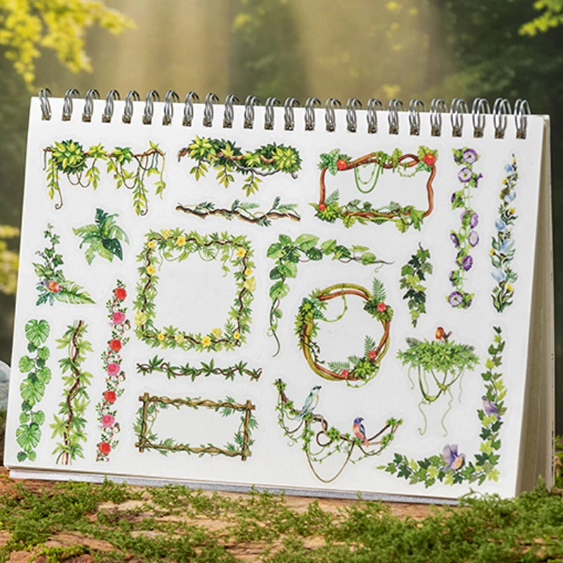 Vine Die-Cut Border Washi Tape, Greenery Wreath Trim Tape for Journal Collage Decoration, Wonderful Gifts for Birthdays /Holiday Qme