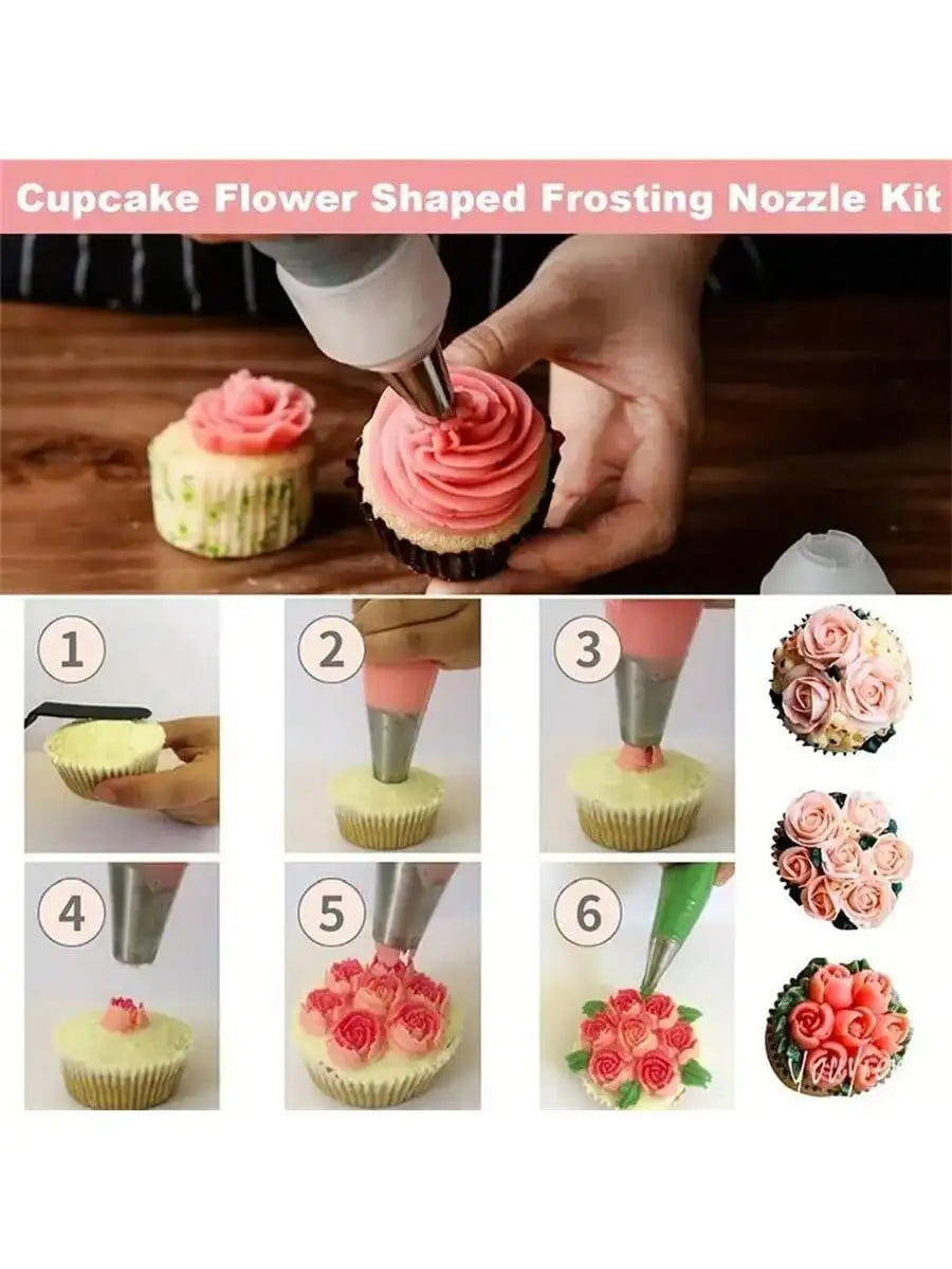 7-piece Cake Piping Tip Stainless Steel Cupcake Flower-shaped Qme