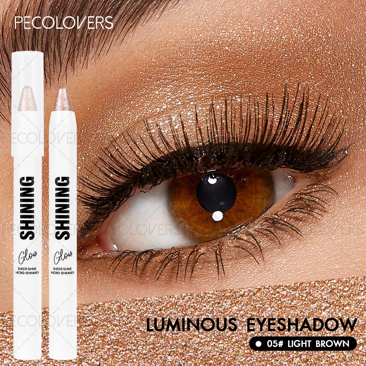 Pearl Shimmer Eyeshadow Pencil Chunky Glitter Sunset Gold Brown Qme 05