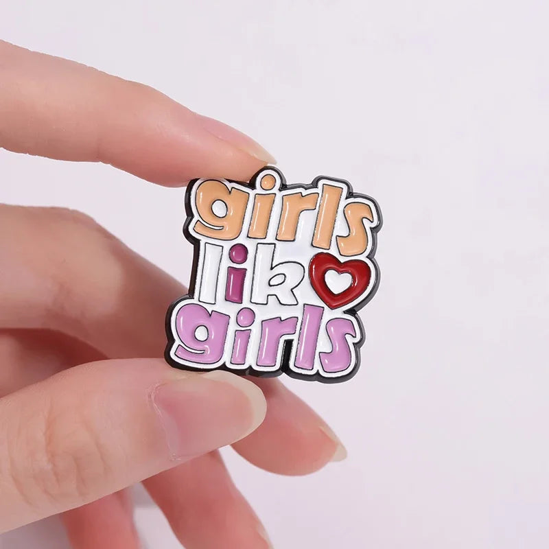 Lesbians Rainbow Series Enamel Pins Girls Like Girls Brooches Lapel Badges Backpack Jewelry Gift for Loves Friends Wholesale Qme