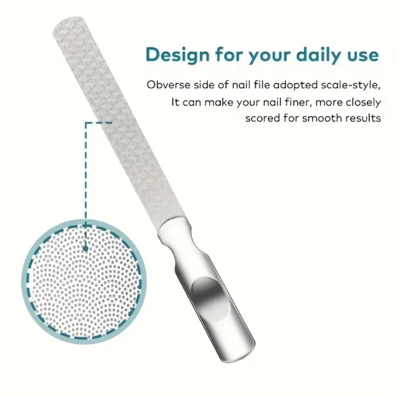 Double Sided Stainless Steel Nail Files Case Professional Reusable Qme