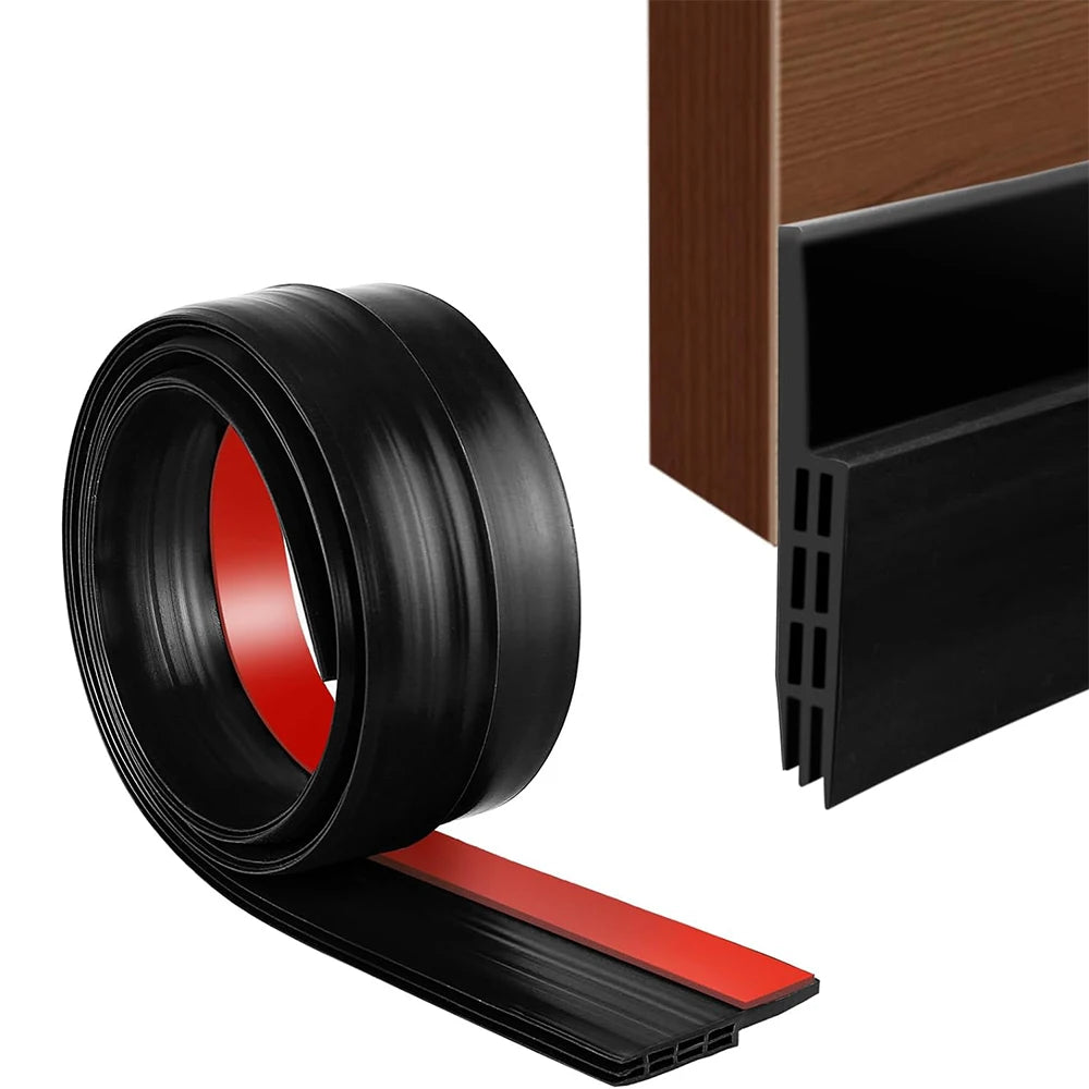 1m Porous Windproof Sealing Strip Adjustable Soundproof Anti-Cold Gap Door Bottom Weather Strip Flexible Self Adhesive Strip Qme Black 4pcs(cheaper)