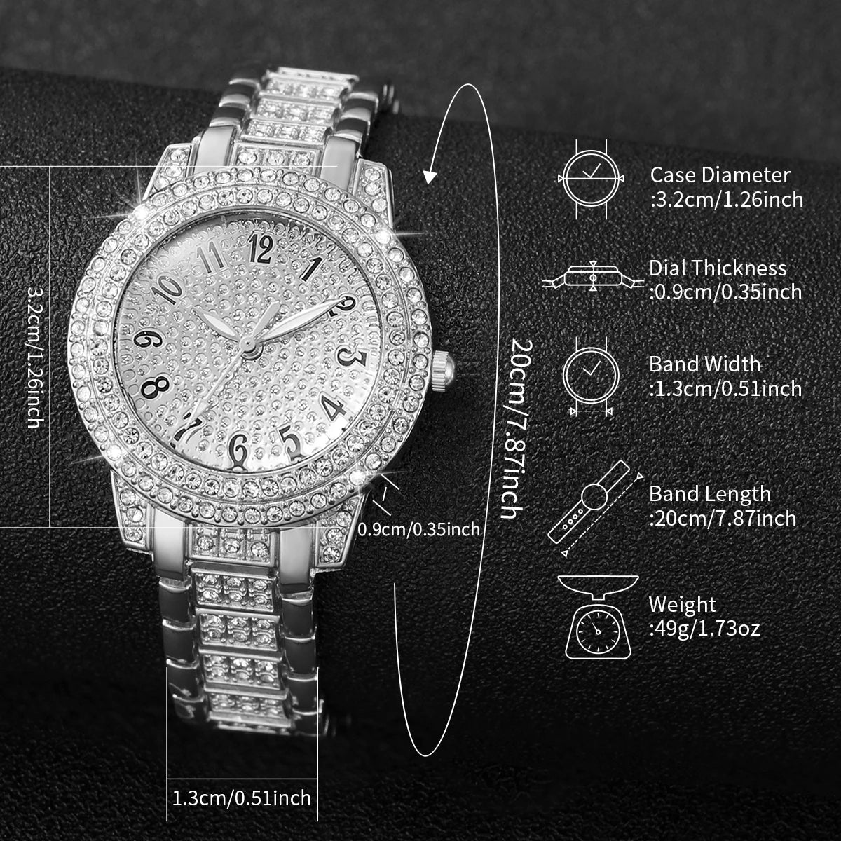 2PCS Luxury Rhinestone Women Watches Bracelet Set Fashion Arabic Dial Ladies Quartz Wristwatch Reloj Mujer Girls Clock Gift Qme