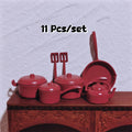 Miniature Dolls House Pot Cookware Kitchen Utensils Decorative Qme Red