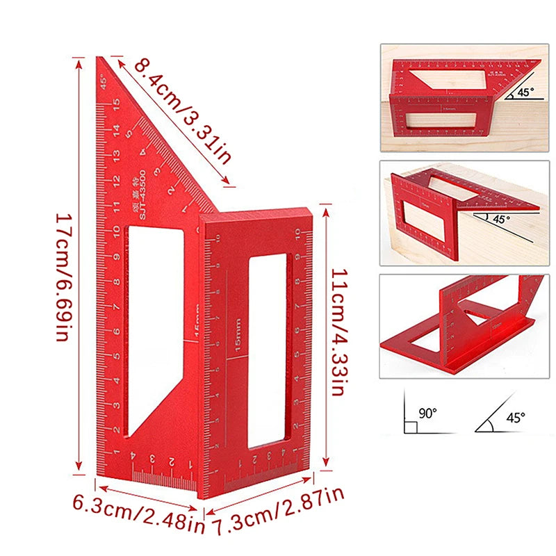 Square Angle Ruler Marking Gauge Carpenter Tool Multifunctional 45 90 Qme