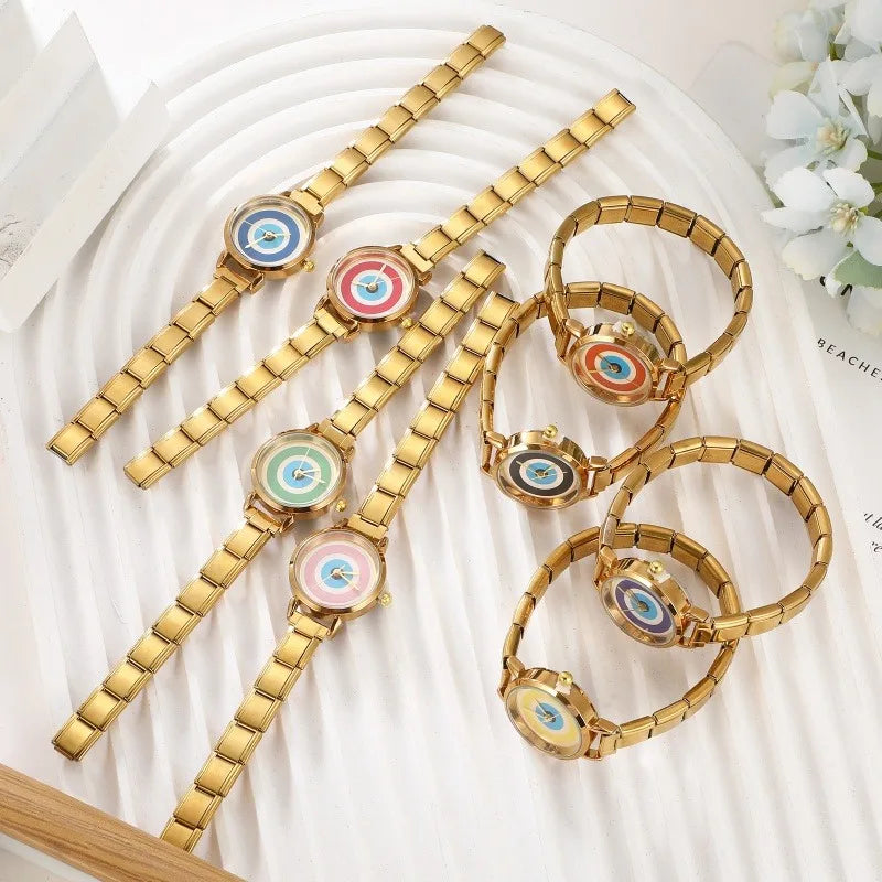 Wholesale Fashion Gold Sliver Color Round Women Watch Luxury Analog Wristwatches Reloj Mujer Girls Clock Gift（Without Box） Qme