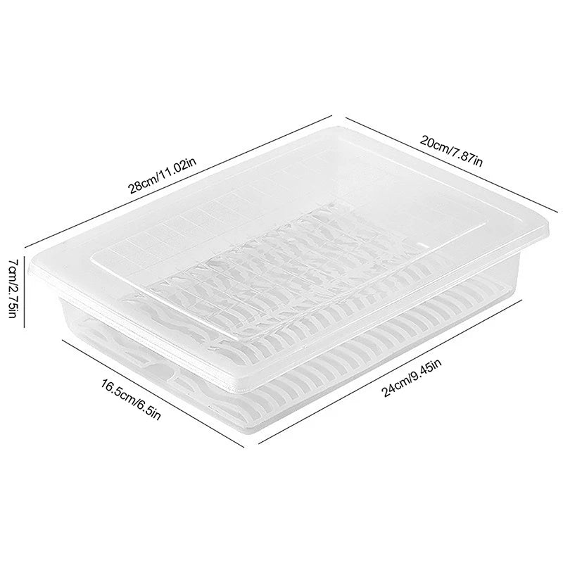 Removable Drain Plate Tray Keep Fruits Vegetables Meat Fish Food Qme L