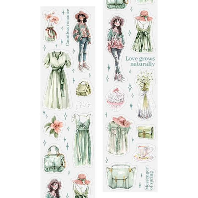 1 Roll Daily Collage Outfit Theme Die-Cut Washi Tape, Suitable for Scrapbooking DIY Scrapbook Collage Supplies, Phone Case Qme 6