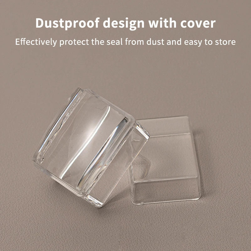 Transparent Rectangle Nail Art Stamper Scraper Silicone Head Transfer Qme