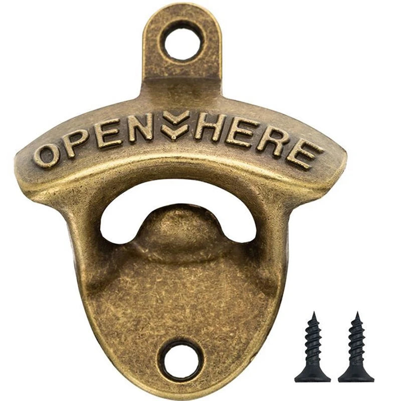 1Set Vintage Wall Mounted Wine Beer Bottle Opener Tool Keyring Bar Drinking Kitchen. Qme A2 Bronze
