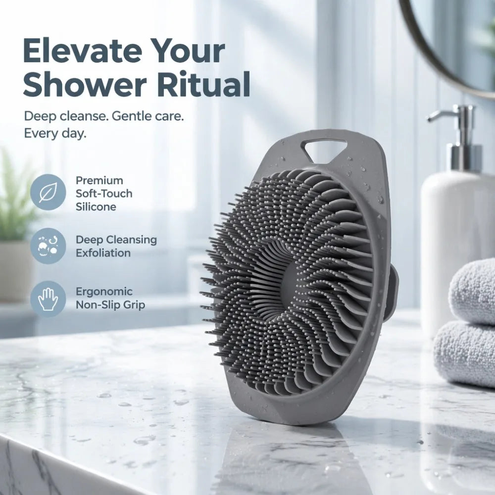 Soft Silicone Body Scrubber Sensitive Skin Non Slip Shower Brush Qme