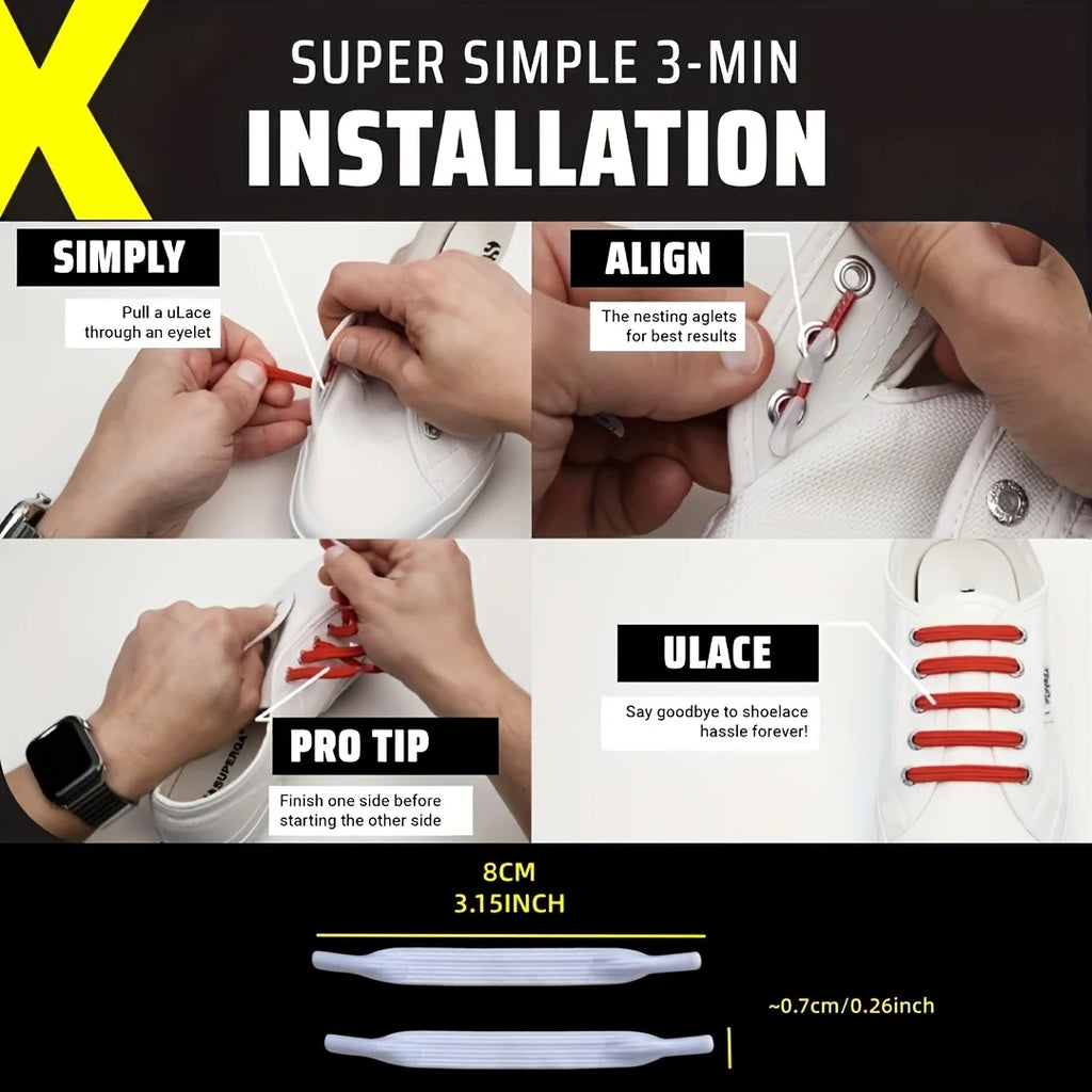 14 nylon knotless shoelaces with elastic shoelaces for children, adults, creative lazy people, no need to tie shoelaces Qme